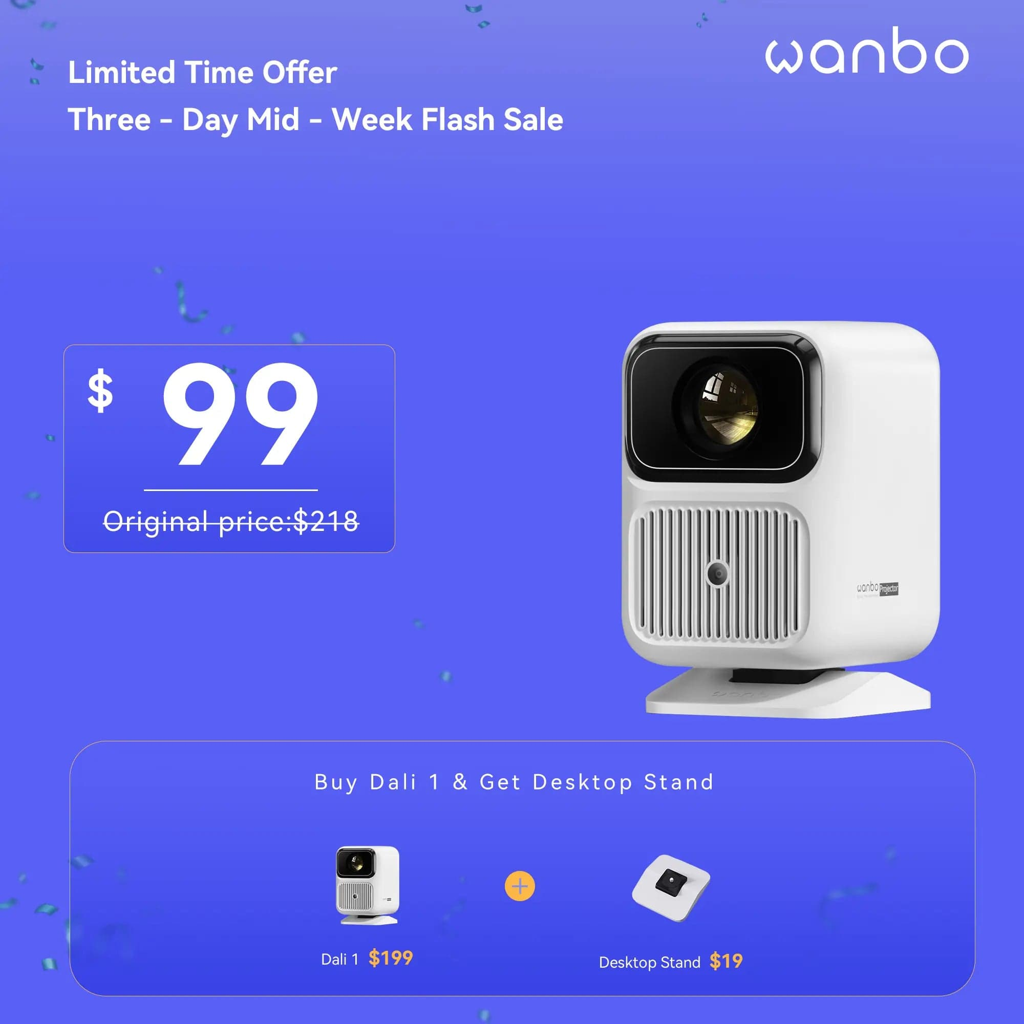 Wanbo Week Flash Sale-Wanbo Dali 1 Music Proyector Next-Level Audio immersion Portable Projector